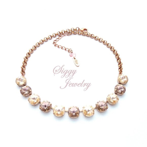 Swarovski Crystal Necklace Silk and Vintage Rose - Picture 3 of 7